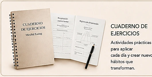 Cuaderno abierto con ejercicios y registros